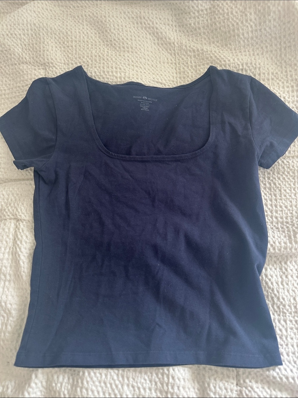 Brandy Melville Navy Square Scoop Short Sleeve Tee